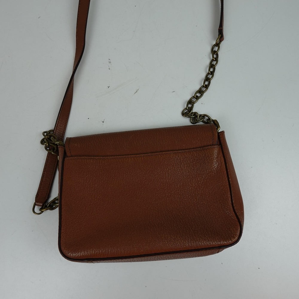 Lauren Ralph Lauren Crossbody Bag Womens Small Brown Leather Chain Turnlock - Picture 6 of 11